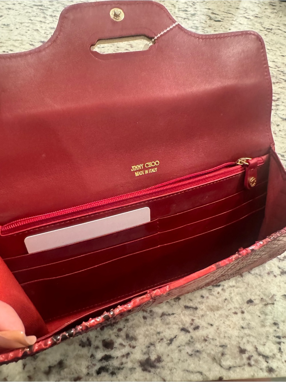Jimmy Choo Red python Leather Clutch - Picture 2 of 8
